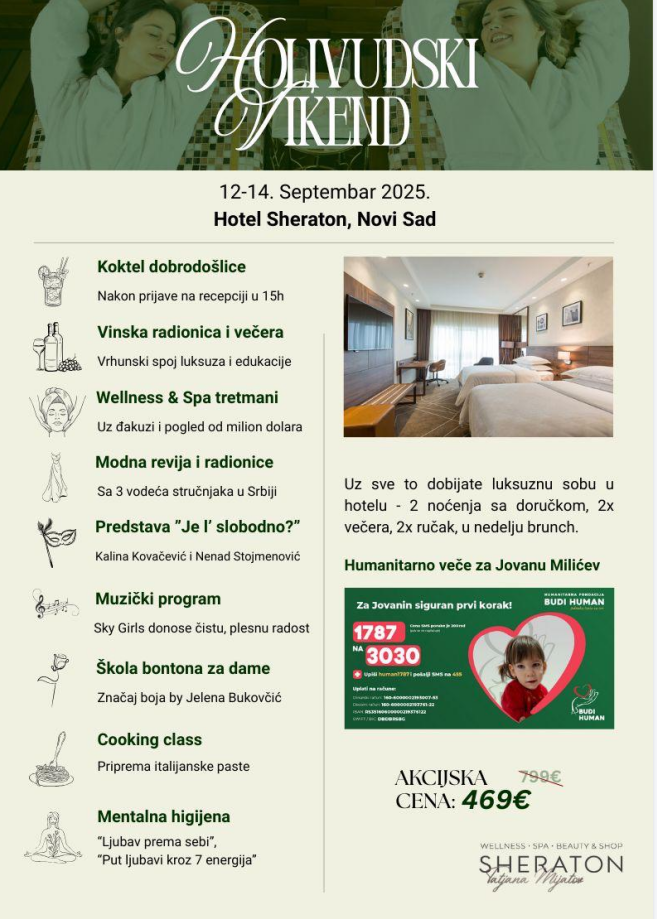 Plakat za promociju Ženski Holivudski vikned u Hotelu Sheraton